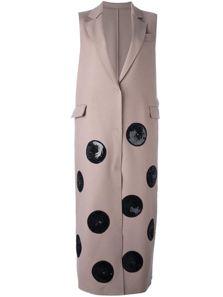 Msgm Maxi Dots Sleeveless Coat, Women's, Size: 40, Nude/neutrals, Polyamide/viscose/wool