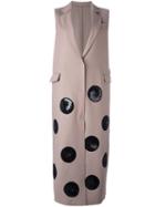 Msgm Maxi Dots Sleeveless Coat, Women's, Size: 40, Nude/neutrals, Polyamide/viscose/wool