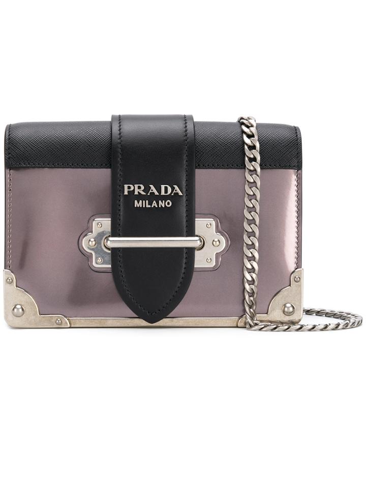 Prada Flap Structured Shoulder Bag - Grey