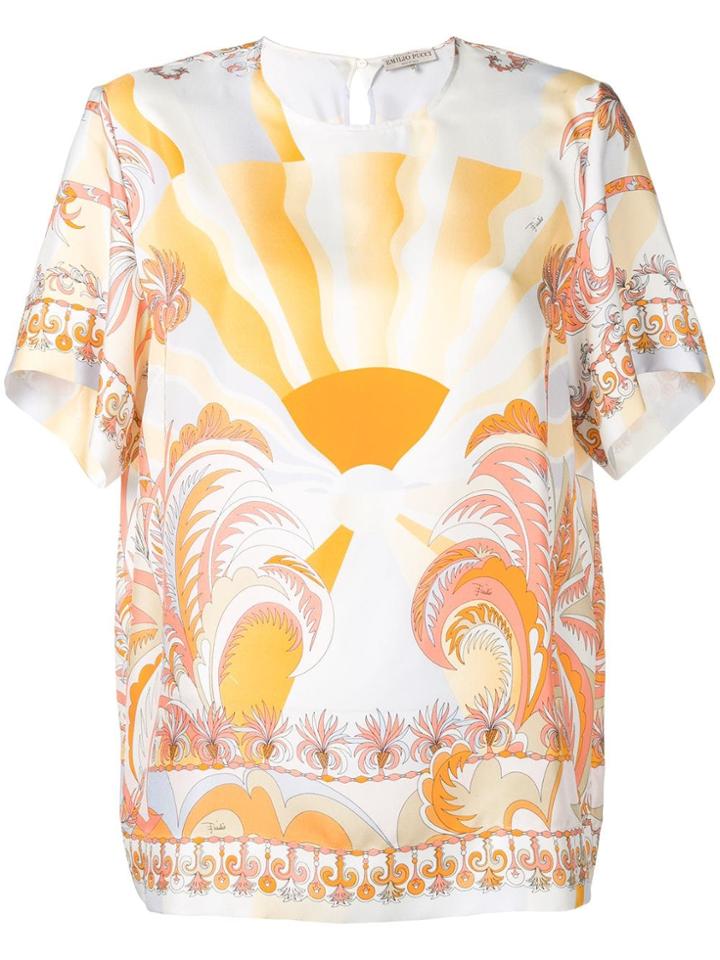 Emilio Pucci Printed Short Sleeved Top - White