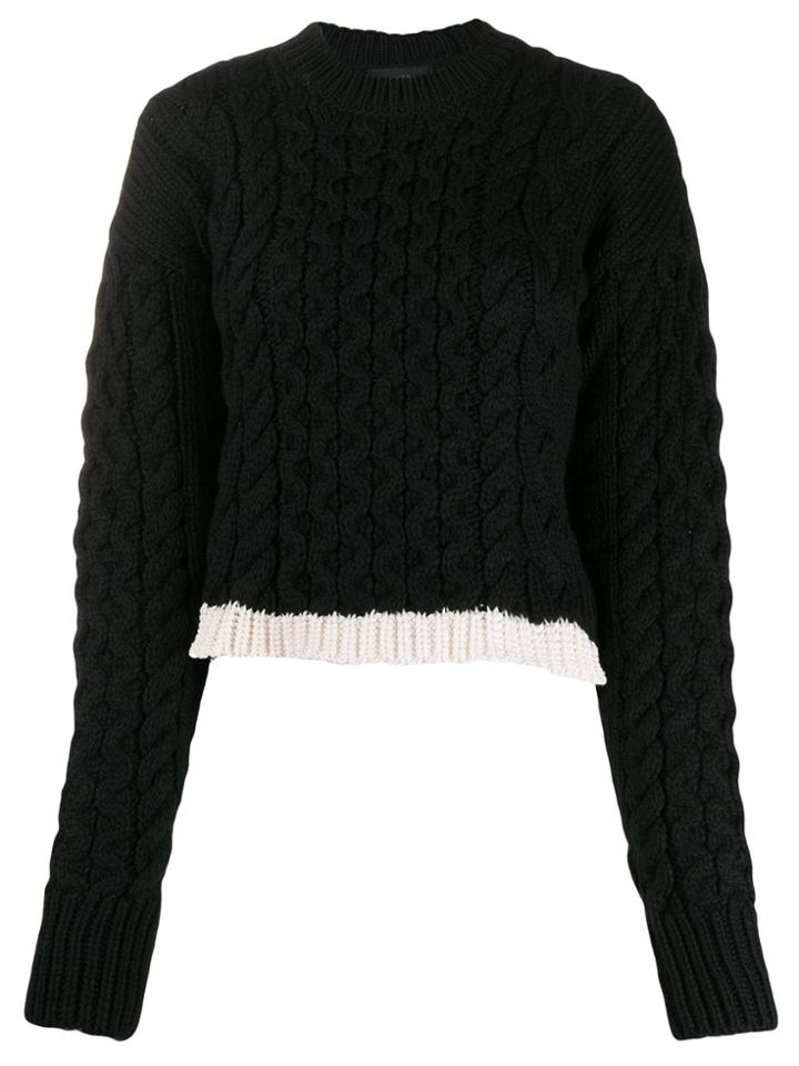 Joseph Cable Knit Cropped Jumper - Black
