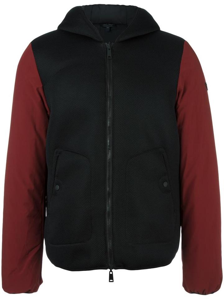Armani Jeans Hooded Zipped Jacket, Men's, Size: 52, Black, Polyester/polyamide