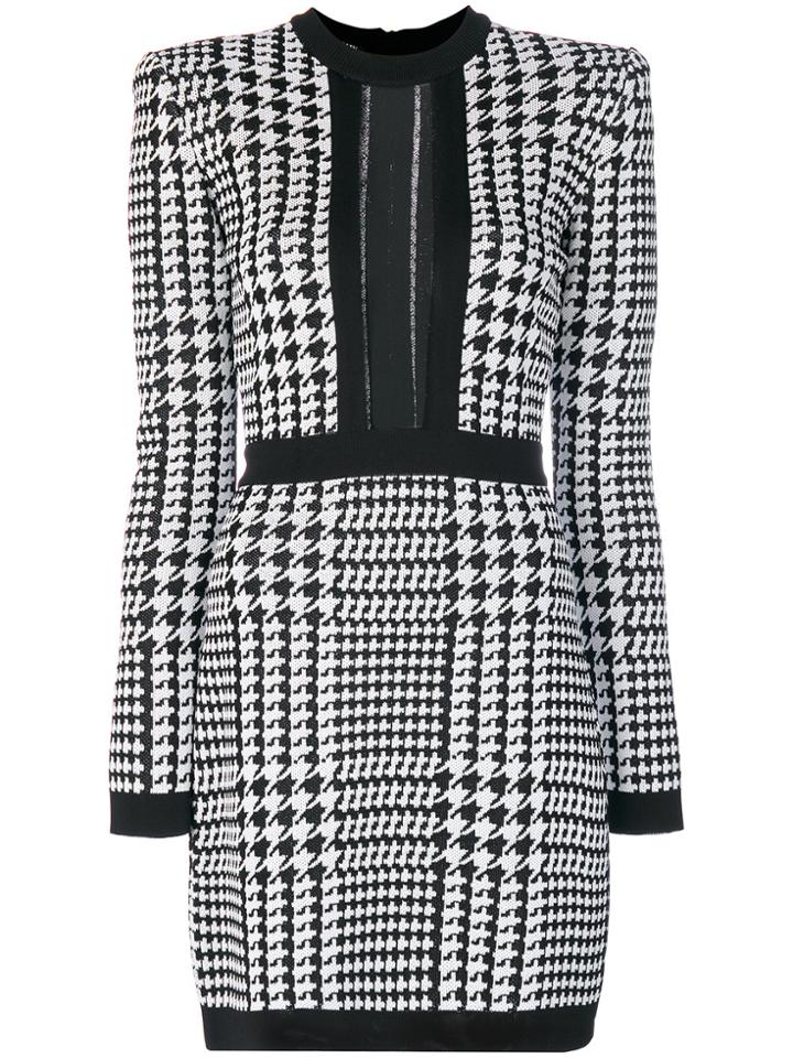Balmain Pepita Houndstooth Dress - Black