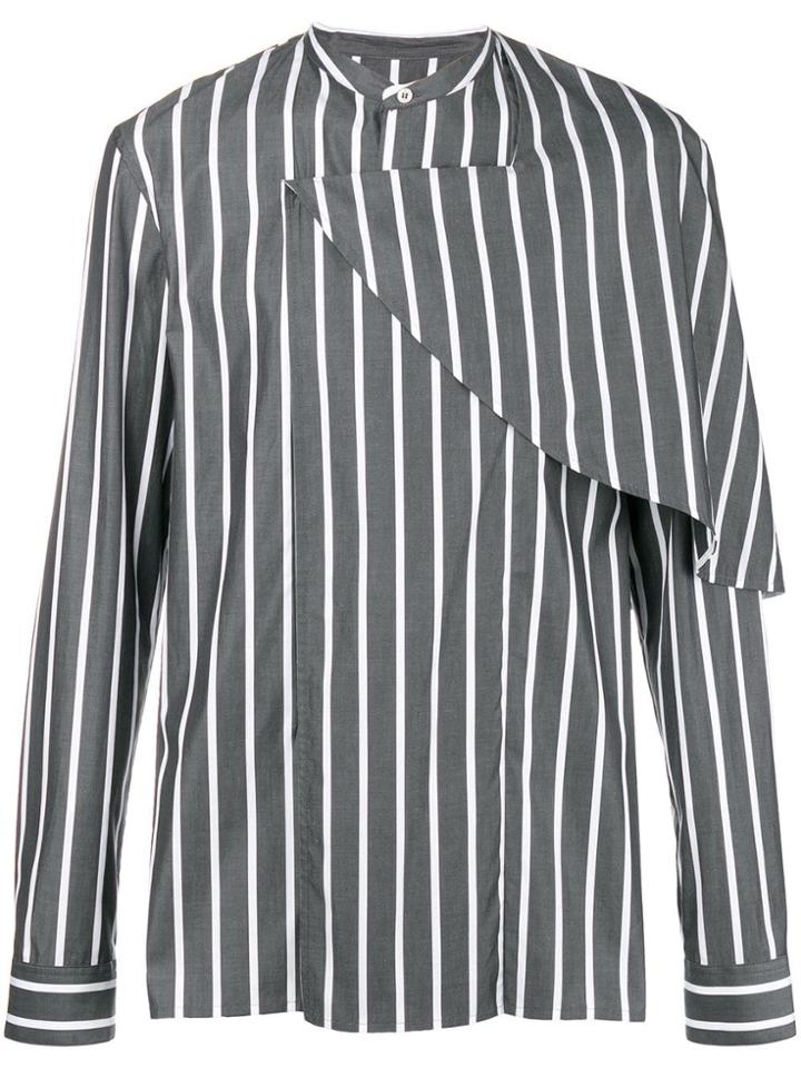 Chalayan Half Cape Striped Shirt - Grey