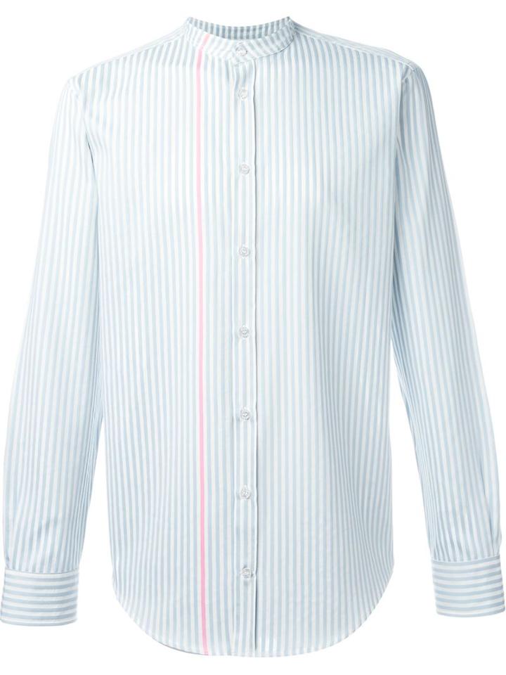 Msgm Striped Shirt, Men's, Size: 37, Blue, Cotton