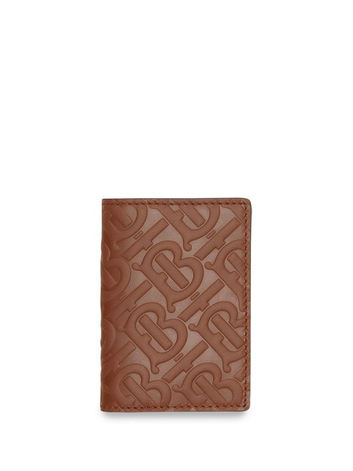 Burberry Monogram Leather Bifold Card Case - Brown