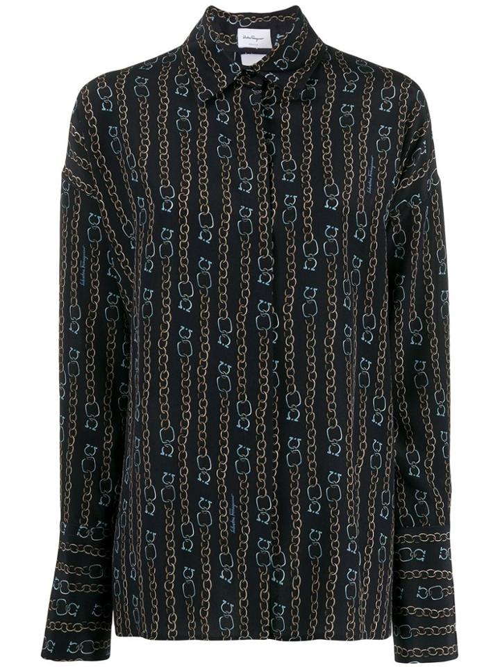 Salvatore Ferragamo Chain Print Shirt - Blue