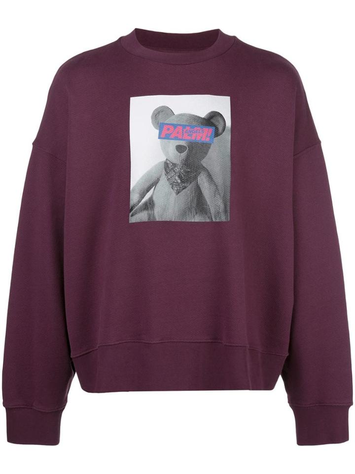 Palm Angels Teddy Bear Print Sweatshirt - Purple