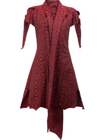 Aganovich Shawl Lapel Shortsleeved Jacket, Women's, Size: 36, Red, Silk/cotton