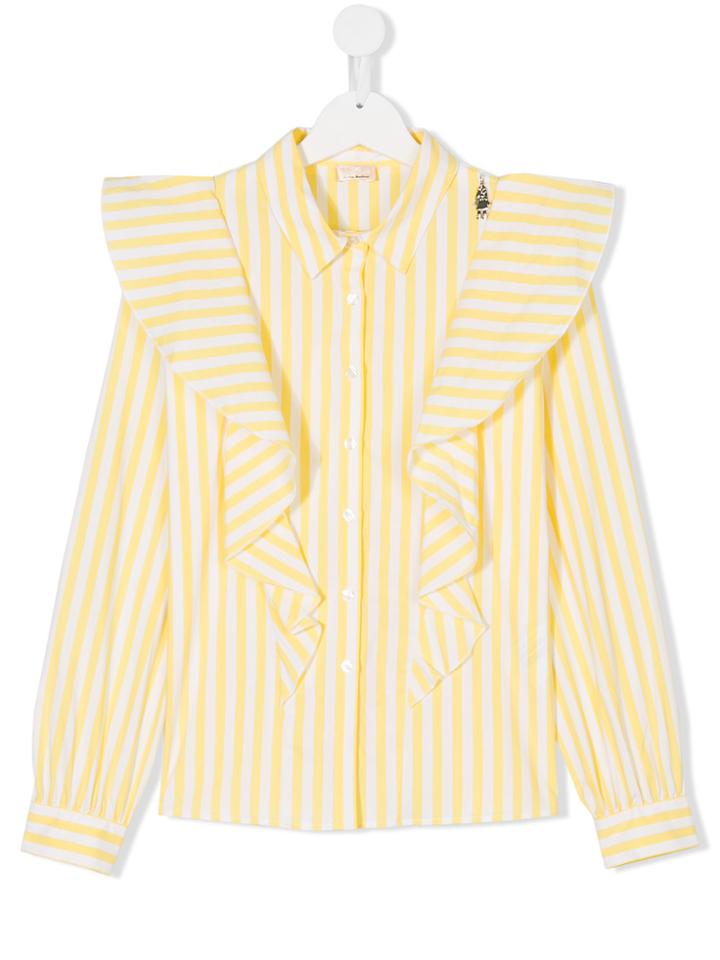 Elisabetta Franchi La Mia Bambina Striped Shirt - Yellow & Orange