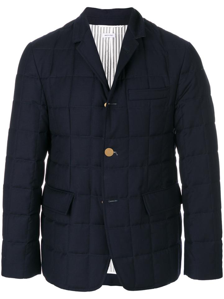 Thom Browne Downfilled Classic Single Breasted Sport Coat In Navy