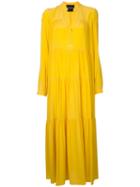 Erika Cavallini - Gathered Detail Maxi Dress - Women - Silk/acetate - 44, Yellow/orange, Silk/acetate