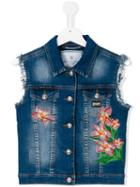 Philipp Plein Kids Embroidered Denim Gilet, Girl's, Size: 10 Yrs, Blue