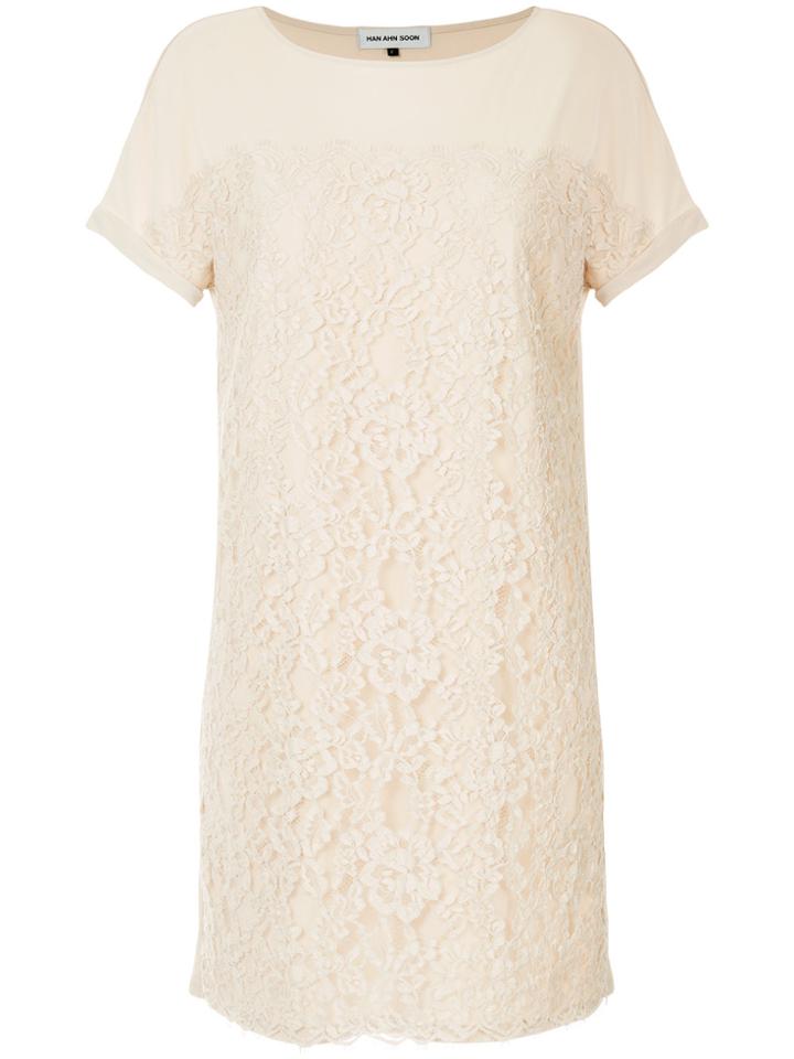 Han Ahn Soon Lace Detail T-shirt Dress - Nude & Neutrals