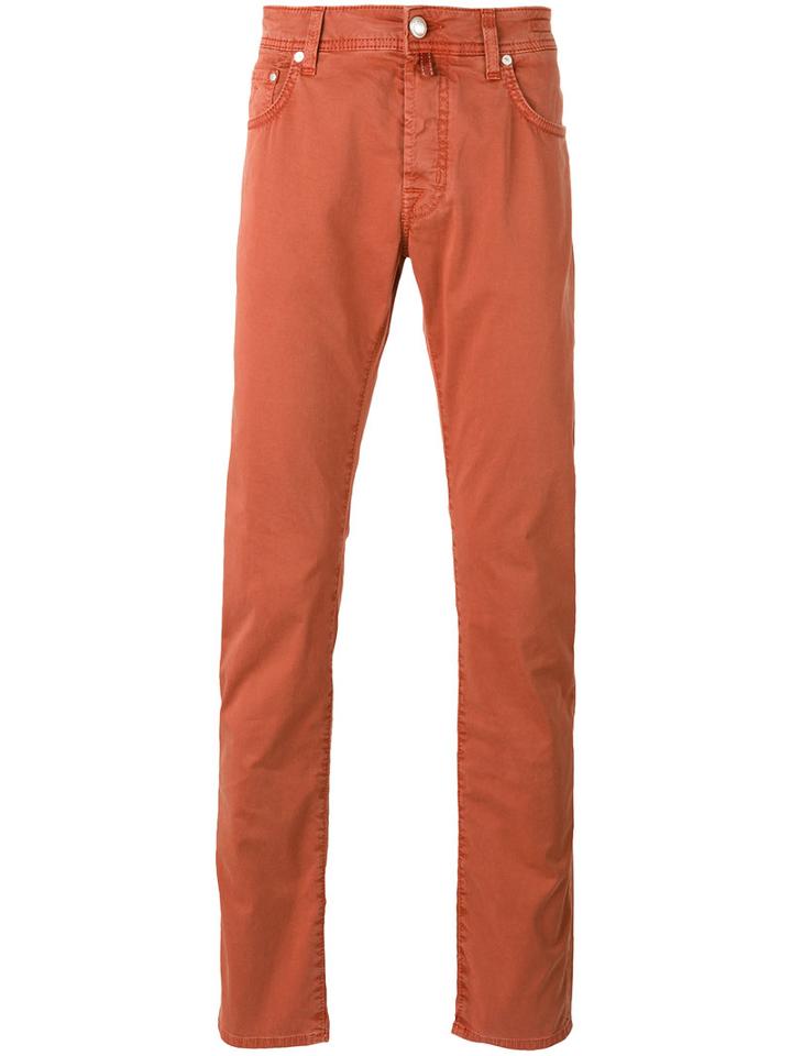 Jacob Cohen Straight Cut Chinos, Men's, Size: 42, Yellow/orange, Cotton/spandex/elastane