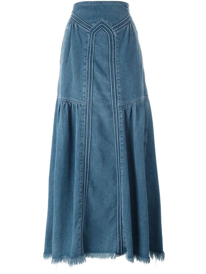 Chloé Maxi Denim Skirt, Women's, Size: 38, Blue, Cotton/polyester