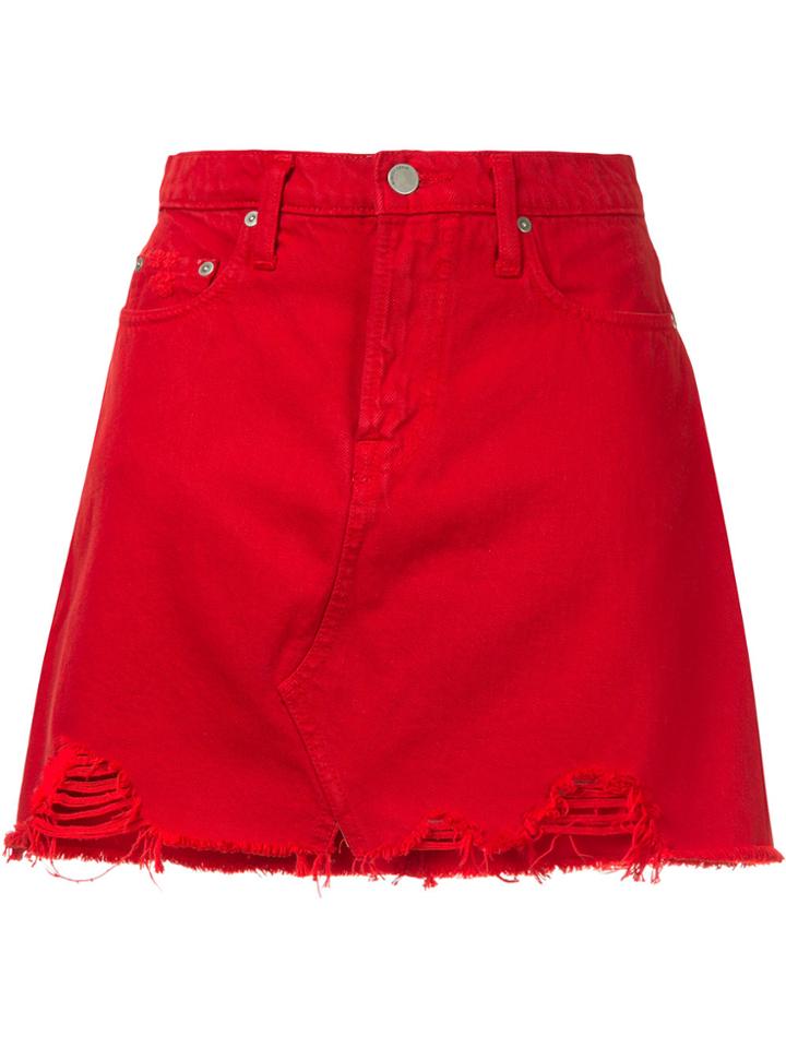 Nobody Denim A-line Ripped Skirt - Red