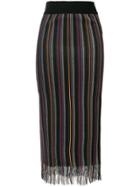 Maison Flaneur Frayed Detail Striped Skirt - Multicolour