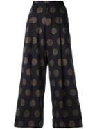 Uma Wang Dotted Cropped Trousers, Women's, Size: Small, Black, Linen/flax/polyester/cotton