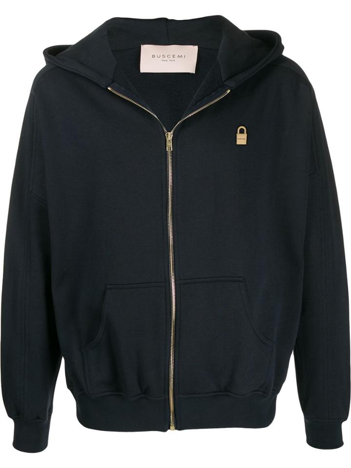 Buscemi Appliqué Logo Plaque Hoodie - Blue