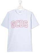 Gcds Kids Teen Embroidered Logo T-shirt - White