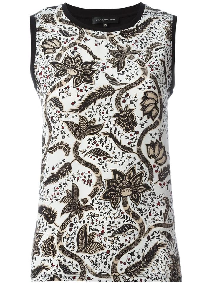 Barbara Bui Printed Panel Sleeveless Top, Women's, Size: Small, Black, Silk/cotton