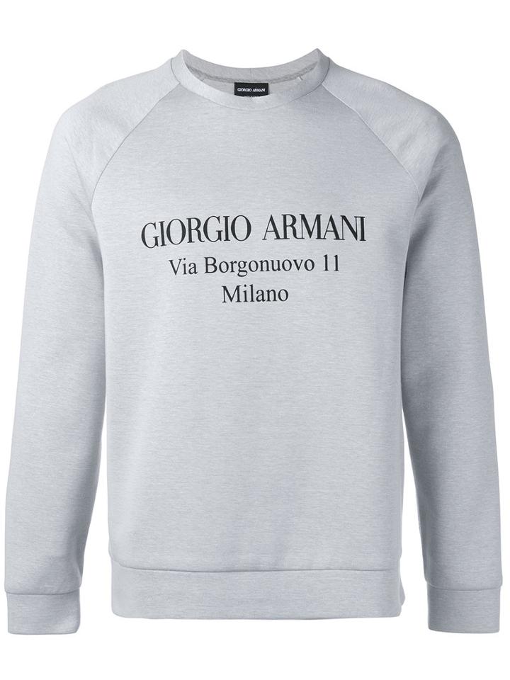 Giorgio Armani Logo Print Sweatshirt, Men's, Size: 52, Grey, Cotton/polyamide