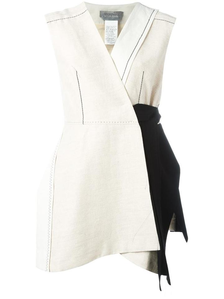 Sportmax Rauche Elongated Waistcoat, Women's, Size: 44, Nude/neutrals, Linen/flax/cotton/viscose