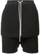 Rick Owens Drkshdw Skirt Layer Short Trousers, Men's, Size: Medium, Black, Cotton