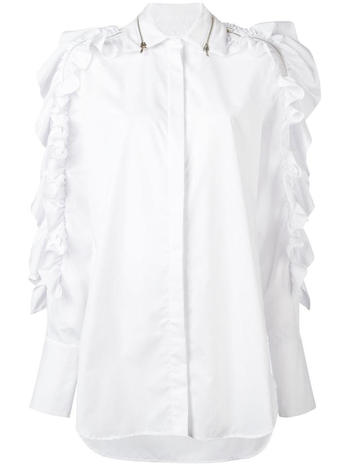 Preen By Thornton Bregazzi Ruffled Oversized Shirt - White