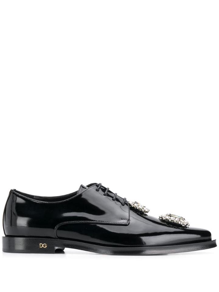 Dolce & Gabbana Crystal Embellished Lace-up Shoes - Black