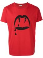 Saint Laurent 'blood Luster' Printed T-shirt, Men's, Size: Large, Red, Cotton