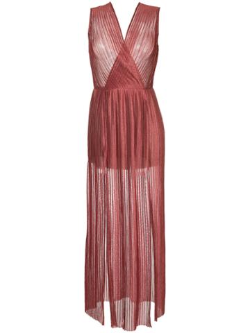 Maison Esve Side Slit V-neck Maxi Dress - Red