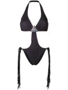 Fisico Embellished Cut Out Swimsuit - Black