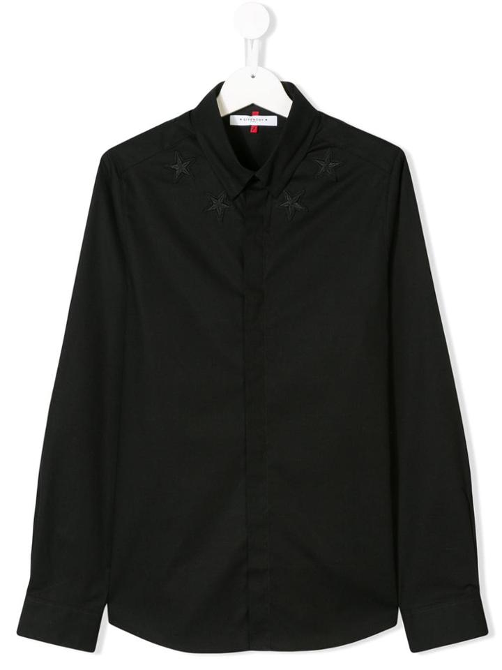 Givenchy Kids Teen Star Embroidered Shirt - Black