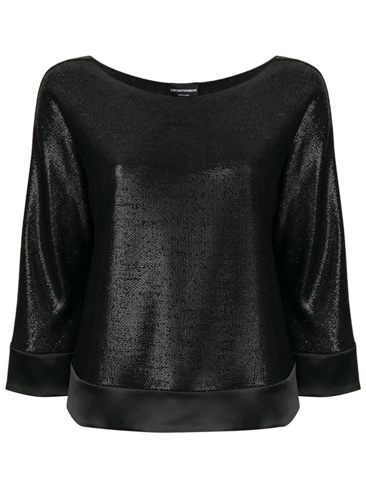 Emporio Armani Sequinned Blouse Top - Black