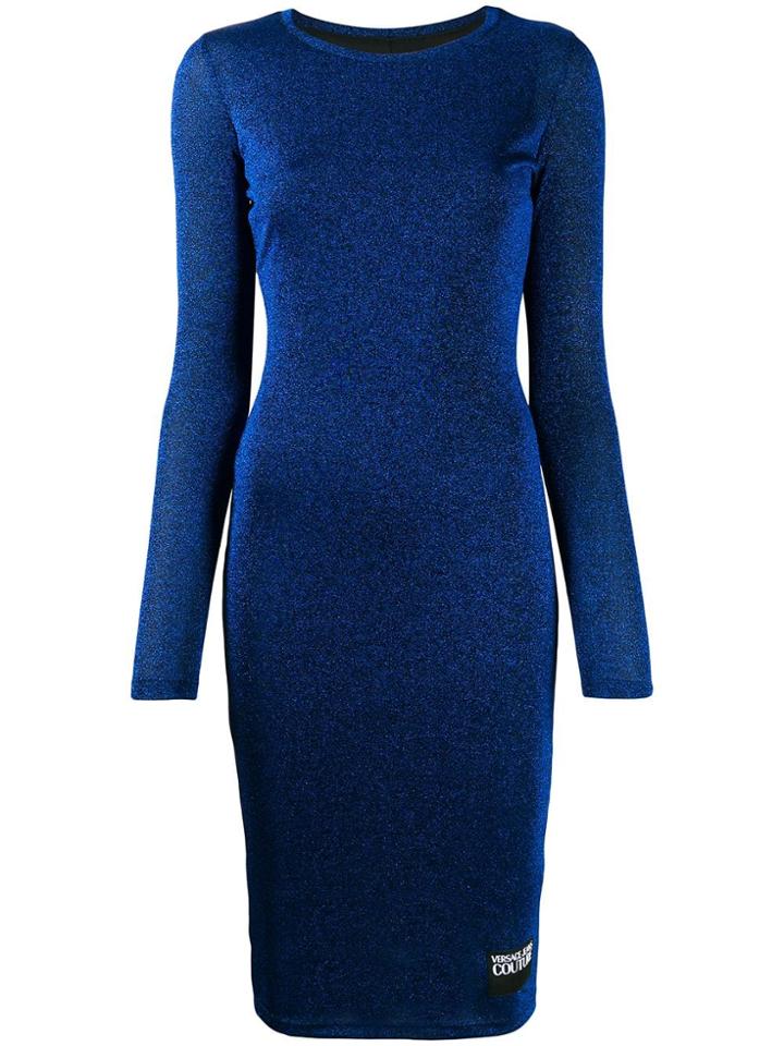 Versace Jeans Couture Logo Embroidered Mini Dress - Blue