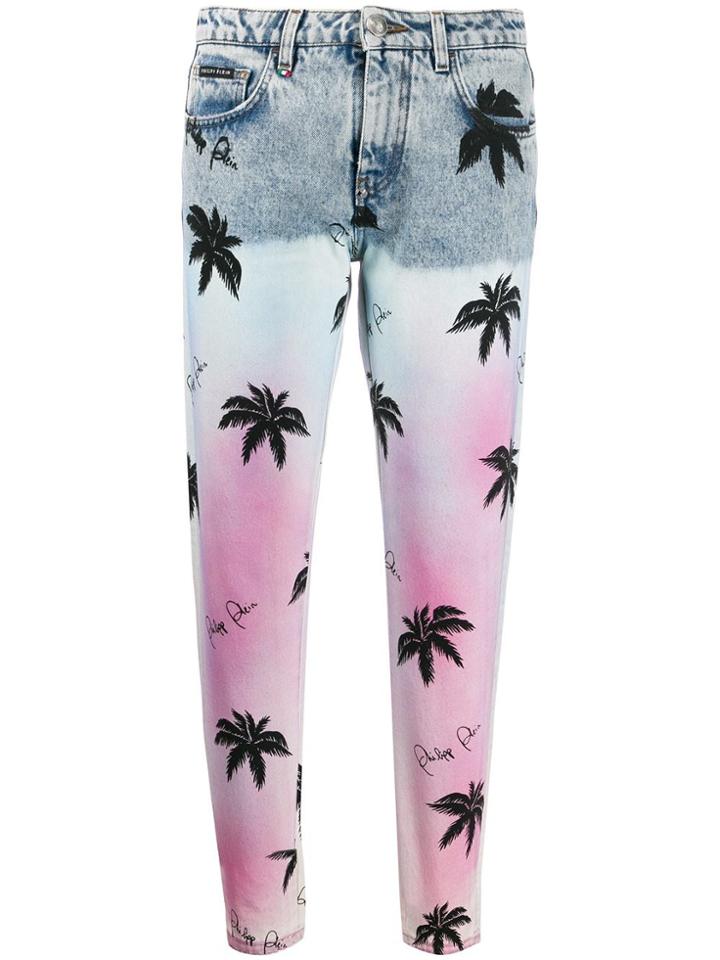 Philipp Plein Printed Boyfriend Jeans - Blue