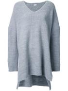 Rito V Neck Oversized Jumper, Women's, Size: 38, Grey, Wool