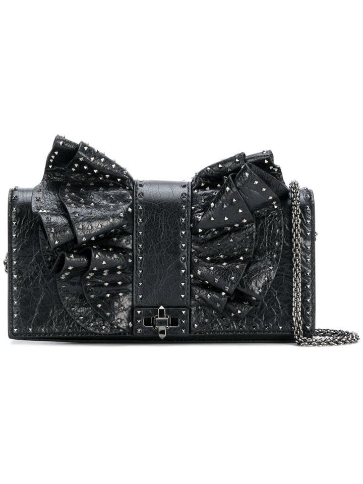 Valentino Valentino Garavani Ruffled Bow Microstud Bag - Black