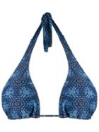 Lygia & Nanny Printed Halterneck Bikini Top, Women's, Size: 40, Blue, Polyamide/spandex/elastane