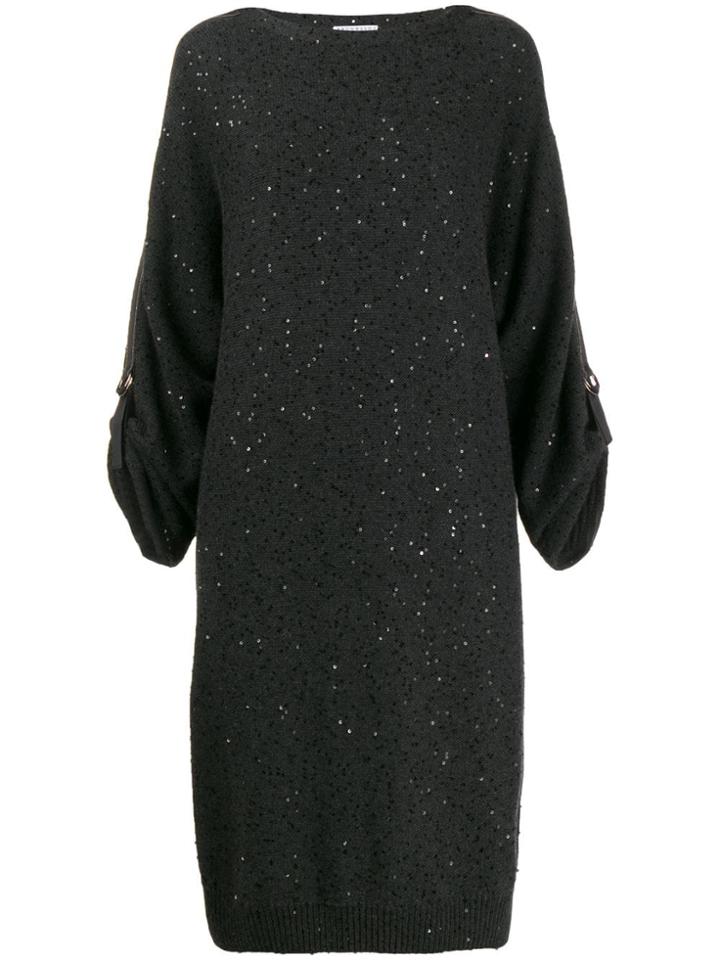 Brunello Cucinelli Sequinned Knit Dress - Grey