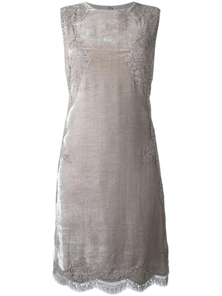 Alberta Ferretti Lace Detailing Dress, Women's, Size: 40, Grey, Rayon/silk/cotton/other Fibers