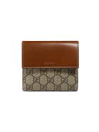 Gucci Gg Supreme French Flap Wallet - Brown