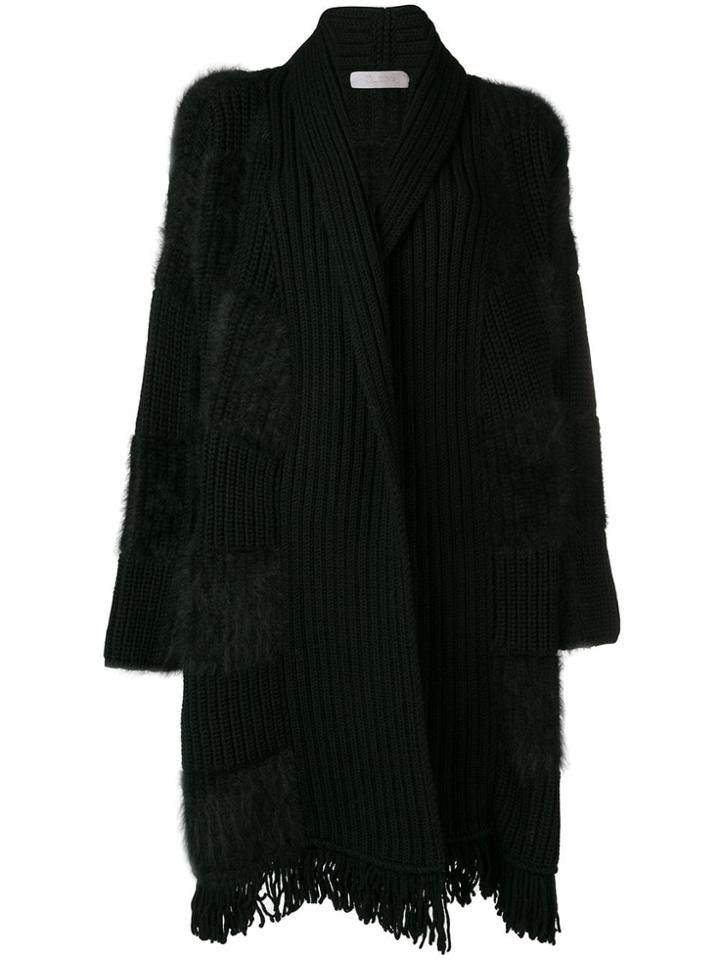 Cruciani Ribbed Knit Cardigan - Black