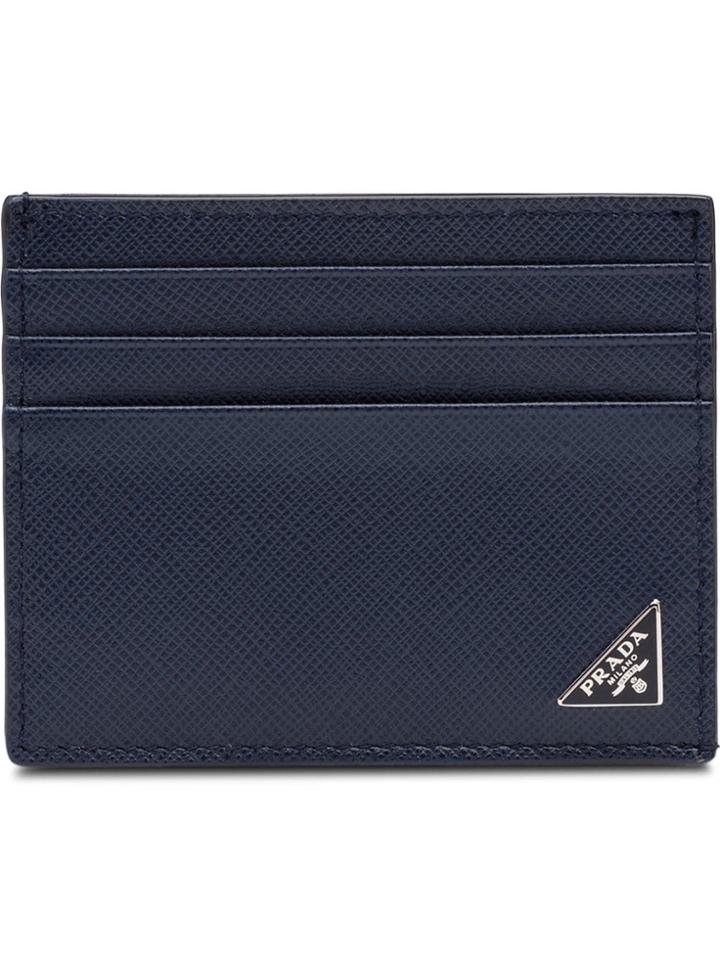 Prada Saffiano Leather Card Holder - Blue