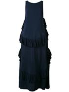 No21 - Ruffled Detail Gown - Women - Silk/acetate - 44, Blue, Silk/acetate