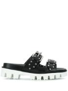 Red Valentino Red(v) Romantic Punk Slides - Black