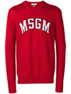 Msgm Logo Patch Sweater - Red