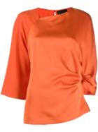 Erika Cavallini Panelled Crepe And Satin Top - Orange
